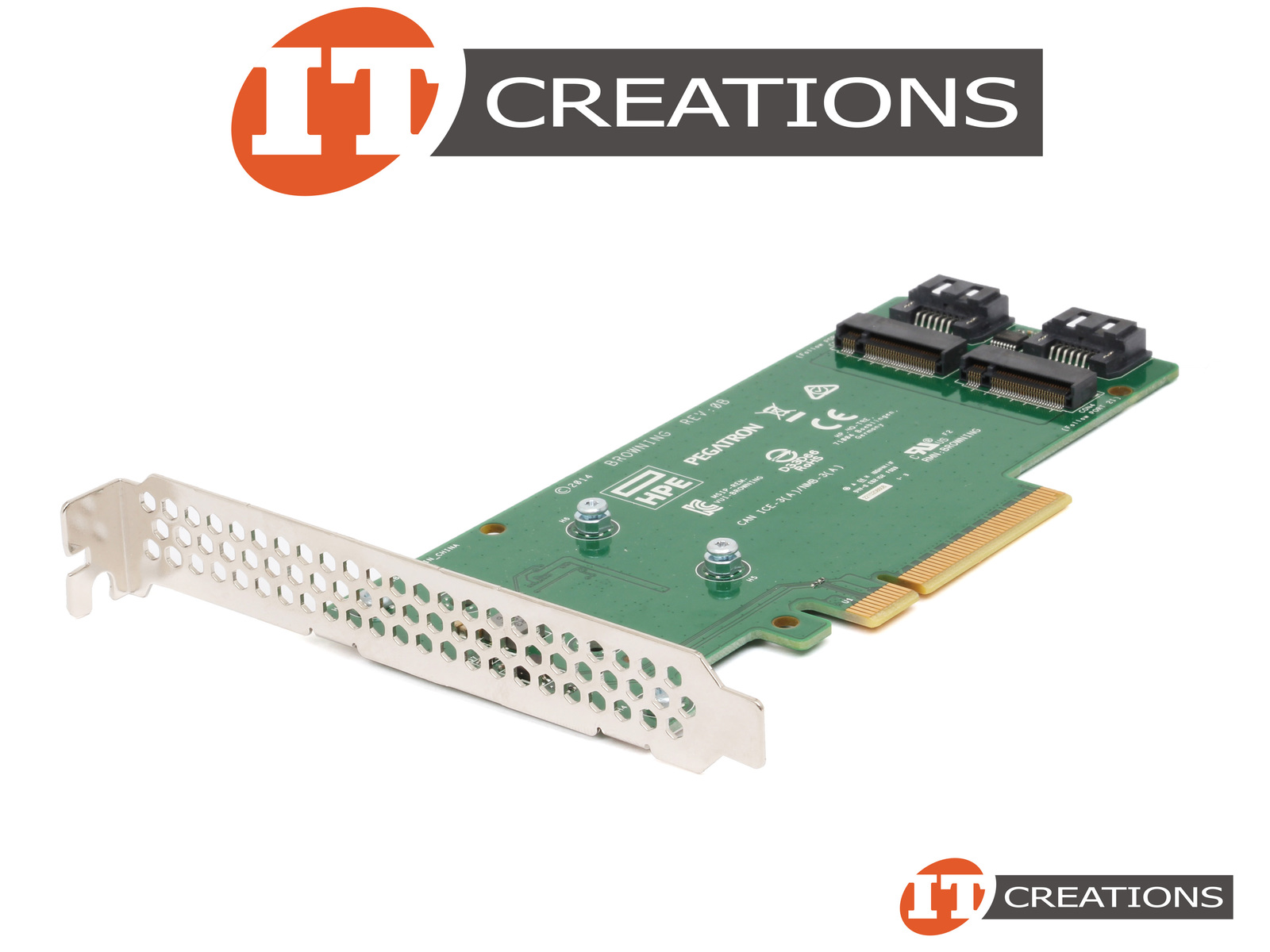 HP PCIE TO DUAL M.2 SATA ADAPTER BOARD - PCI-E X8 ( 2 ) TWO SERIAL ATA M.2  KEY M INTERFACES ( 2280 ) ( PEGATRON / BROWNING ) (759505-001-HIGH P)