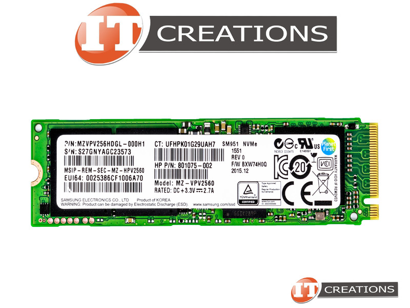 HP 256GB PCIE GEN3 X4 NVME M.2 2280 READS 2150MB/S WRITES 1260MB/S SOLID  STATE DRIVE SSD - KEY M PCI-E 3.0 X4 8GB/S PER LANE NON VOLATILE MEMORY