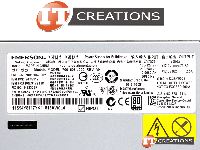 IBM / LENOVO POWER SUPPLY 900W AC 80 PLUS PLATINUM HOT SWAP (94Y8117)