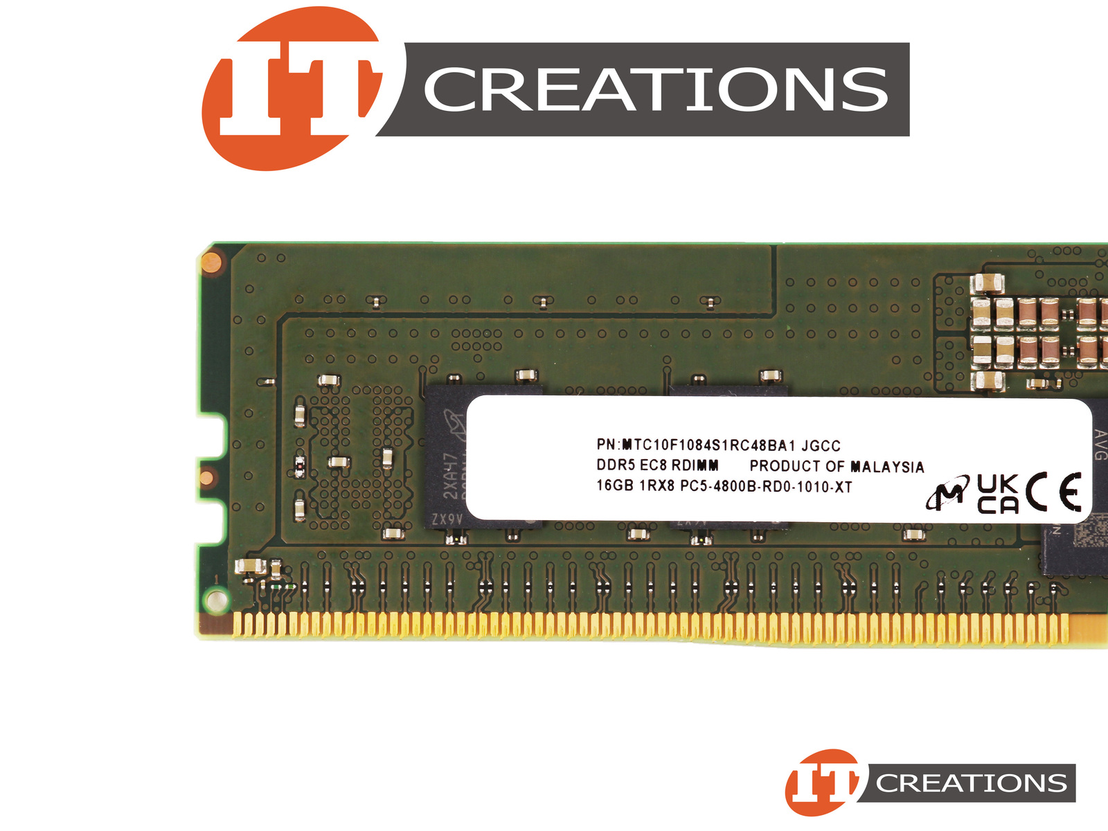 MICRON 16GB PC5-38400R DDR5-4800B-R REGISTERED ECC / EC8 1RX8 CL40 288 PIN  1.1V MEMORY MODULE ( PC5-4800 ) ( ERROR CORRECTION CODE 80 BIT ) 