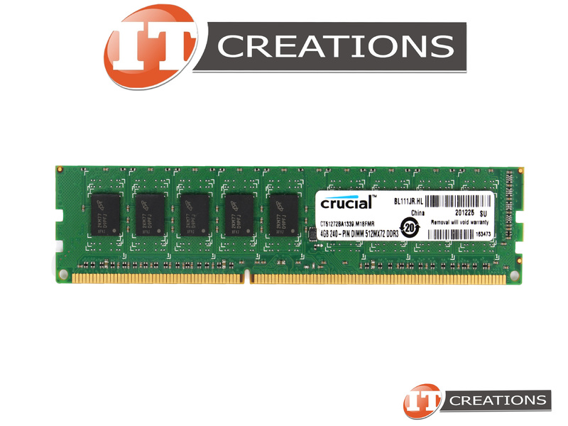 CRUCIAL 4GB PC3-10600E DDR3-1333 UNBUFFERED ECC 2RX8 CL9 240 PIN 1.5V  MEMORY MODULE (CT51272BA1339.M18FMR)