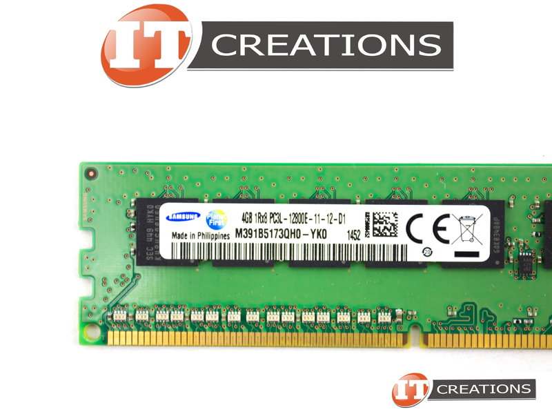 SAMSUNG 4GB PC3L-12800E DDR3-1600 UNBUFFERED ECC 1RX8 CL11 240 PIN 1.35V  LOW VOLTAGE MEMORY MODULE (M391B5173QH0-YK0)
