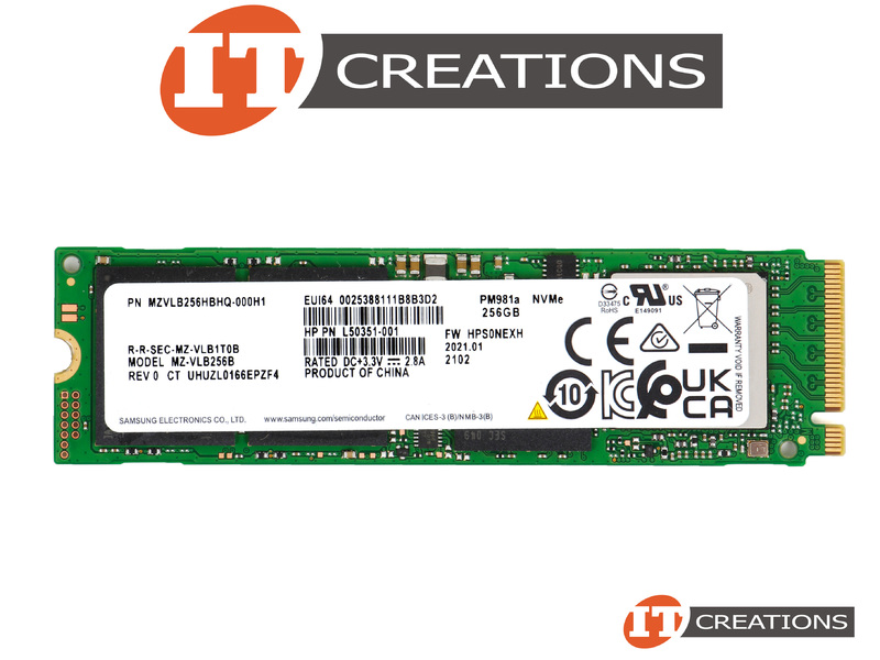 SAMSUNG 256GB PCIE GEN3 X4 NVME M.2 2280 PM981A SERIES READS 3500MB/S  WRITES 2200MB/S SOLID STATE DRIVE SSD - KEY M PCI-E 3.0 4 LANES NON  VOLATILE